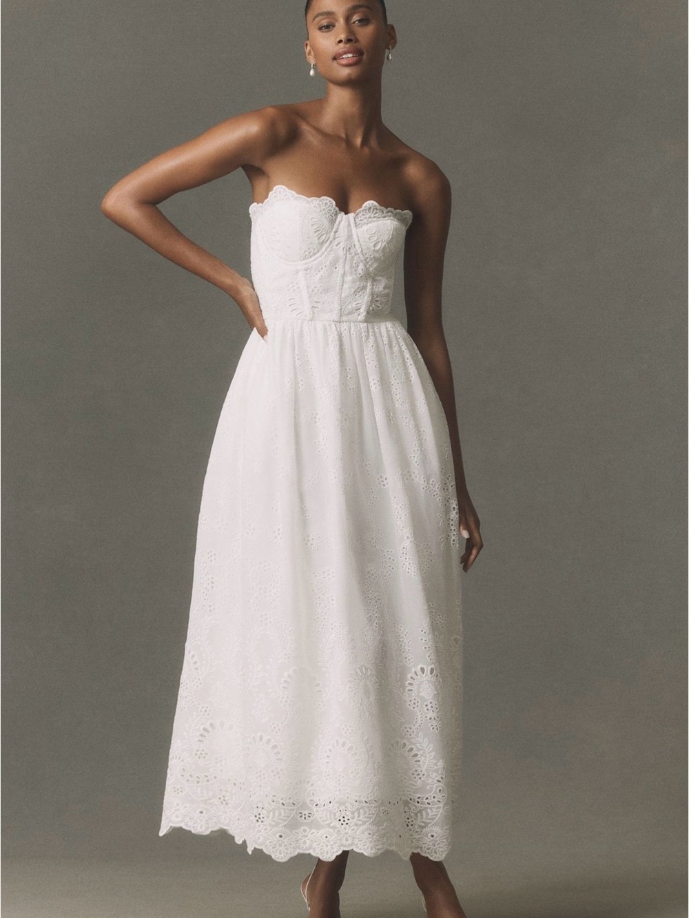 Anthropologie BHLDN Bustier Eyelet Midi Dress